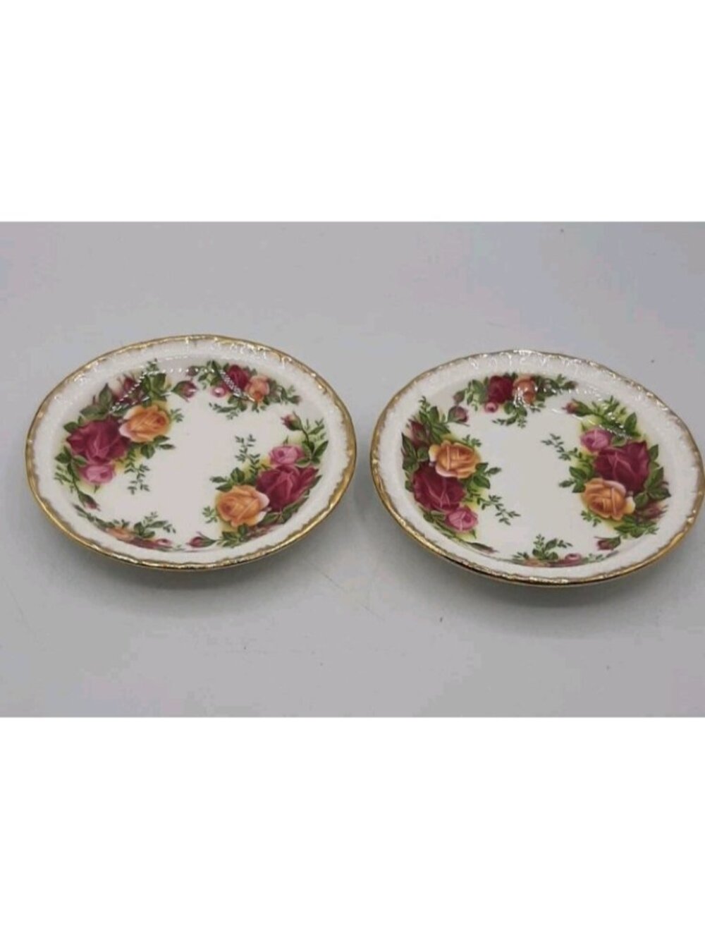 Vintage Royal Albert Old Country Roses Dish 4 3/4 In Trinket Dish Giftware Set 2